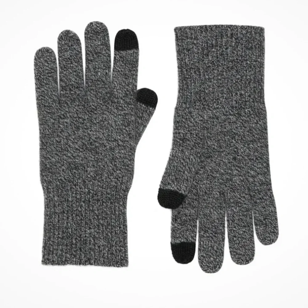 Nordstrom Rack Women’s 100% Cashmere Soft Gloves OS Heather Black Tech-Touch